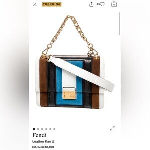 Fendi Kan U Colorblock Leather and Suede Shoulder Bag (Retail $3,800)